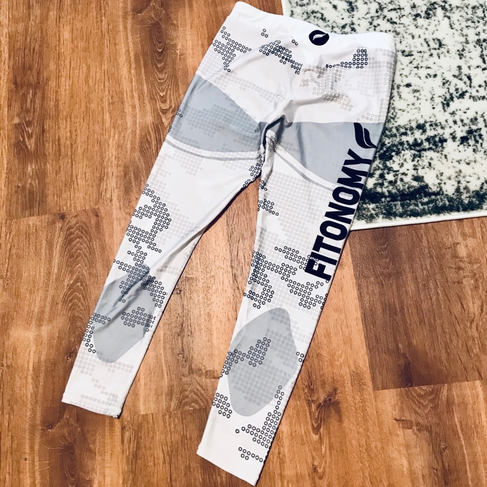 Fabletics Grey White Workout Fitness Leggings M